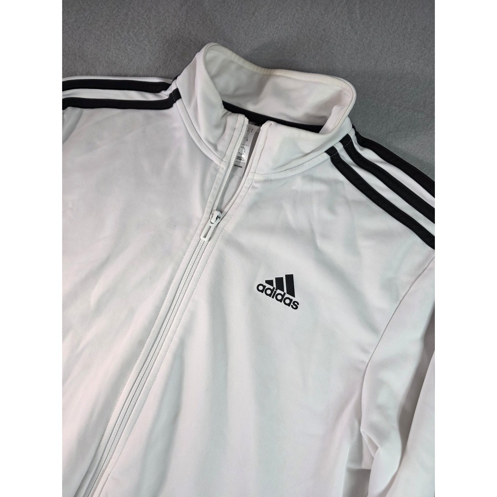 Adidas Mens White Black 3 Stripe Full Zip Track Jacket Small